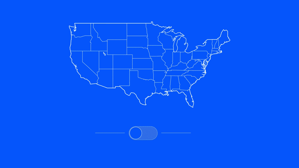 Animated gif of a map of the United States of America