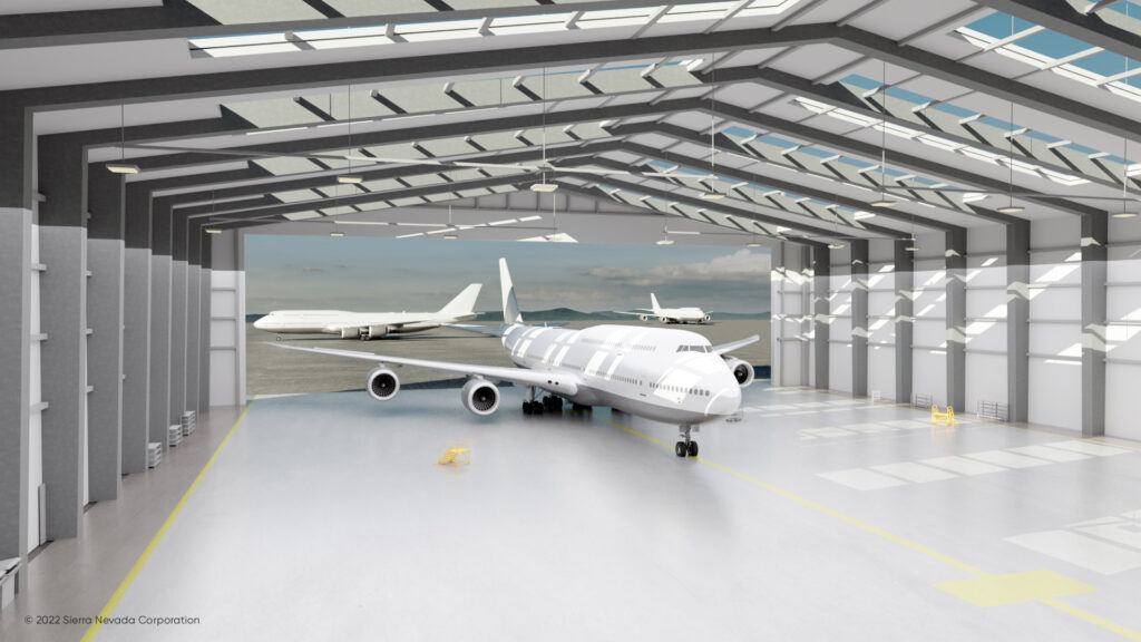 Sierra Nevada airplane Jet in a hanger