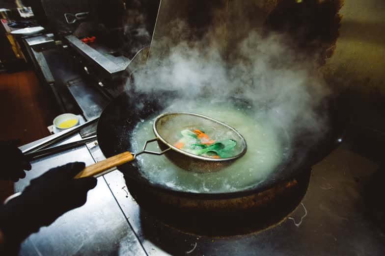 vegetables being steamed