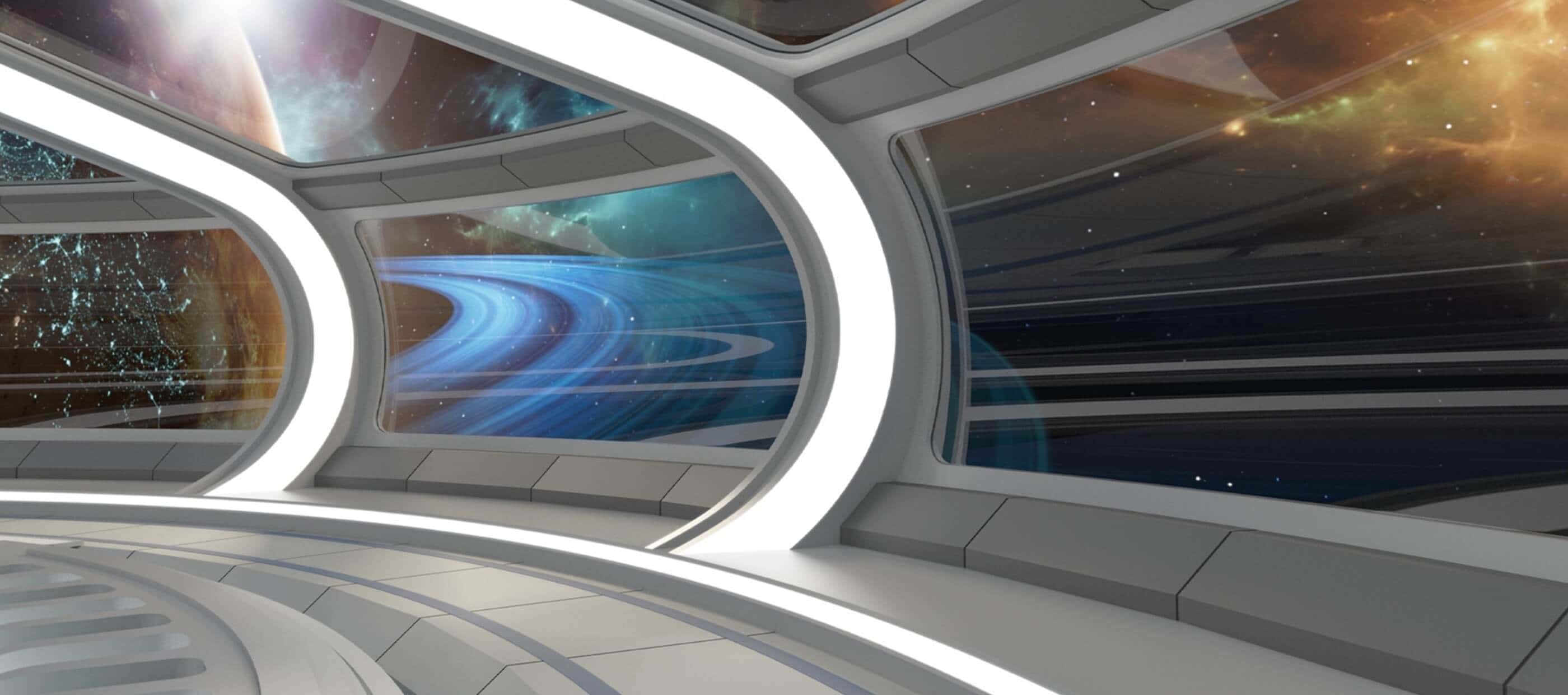 The view from a spaceship traveling through the galaxy