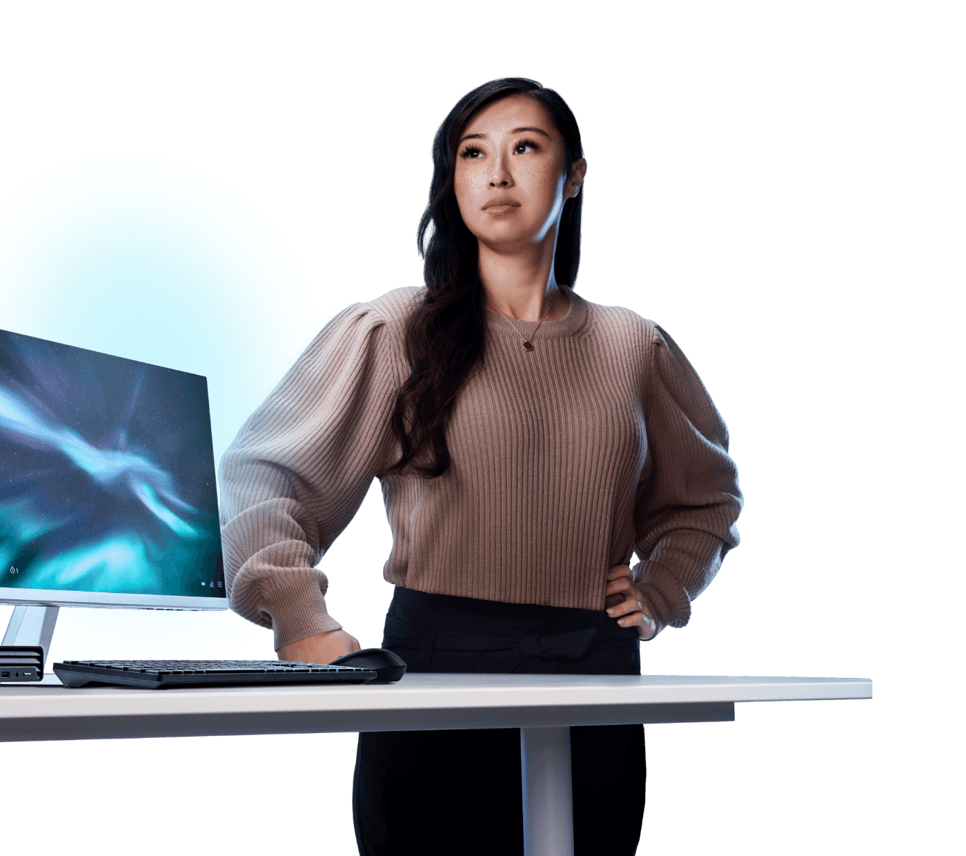 IT professional standing at her workstation