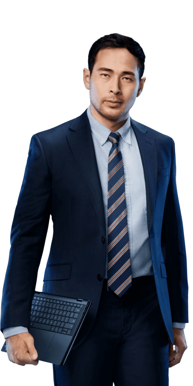 Businessman holding a laptop