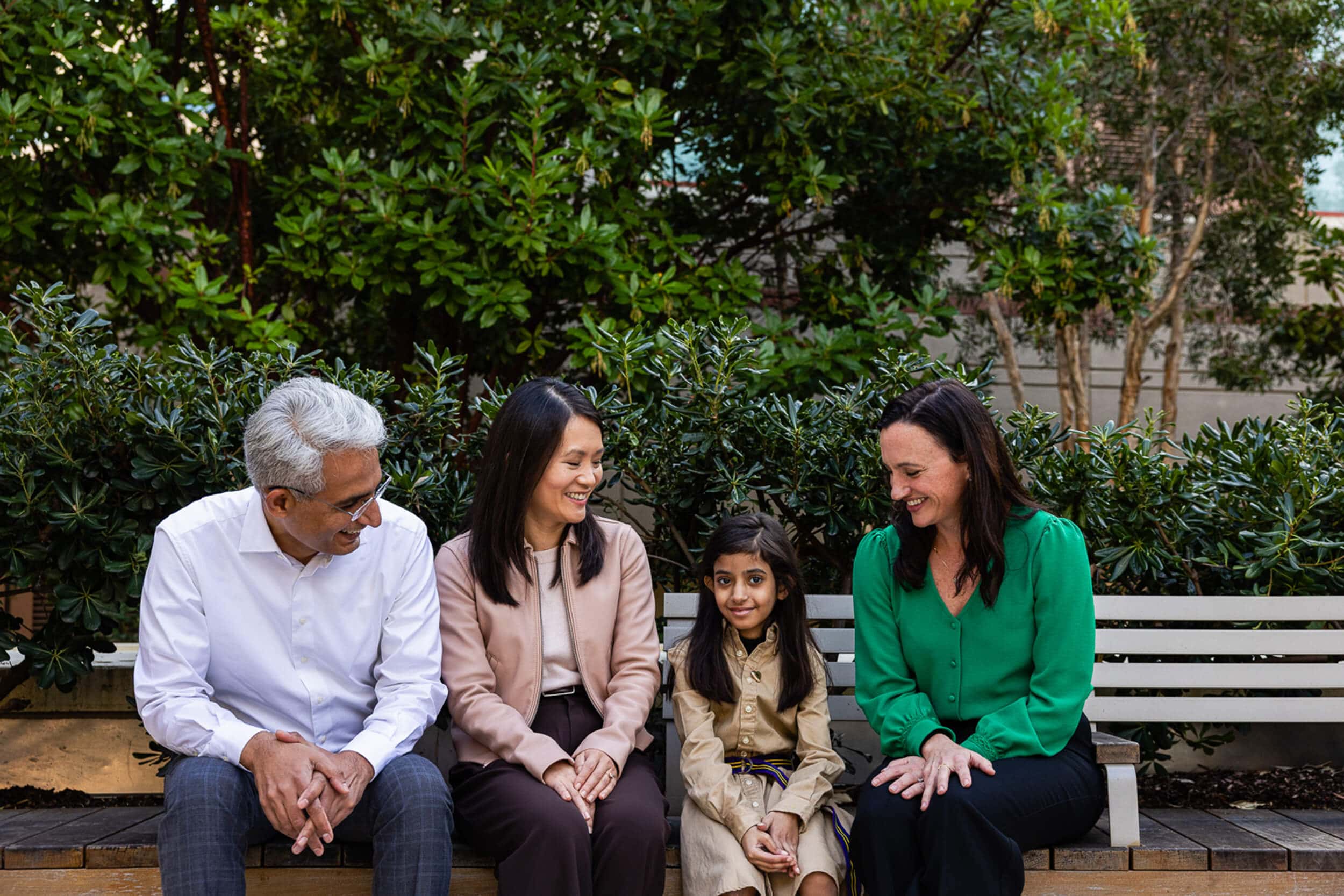 Drs. Kameny, Si and Bishnoi with Leen on bench