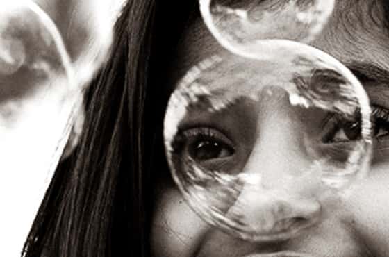 B&W close up of Leen and bubbles