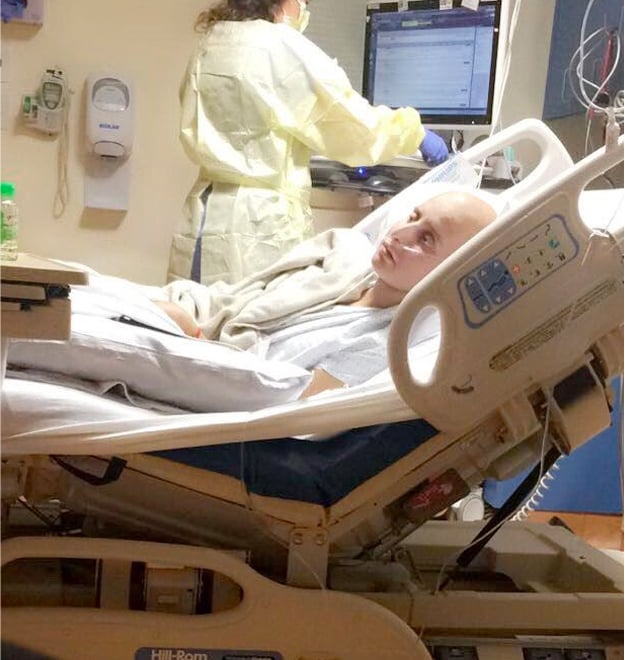 Jesus in the hospital after his second transplant.