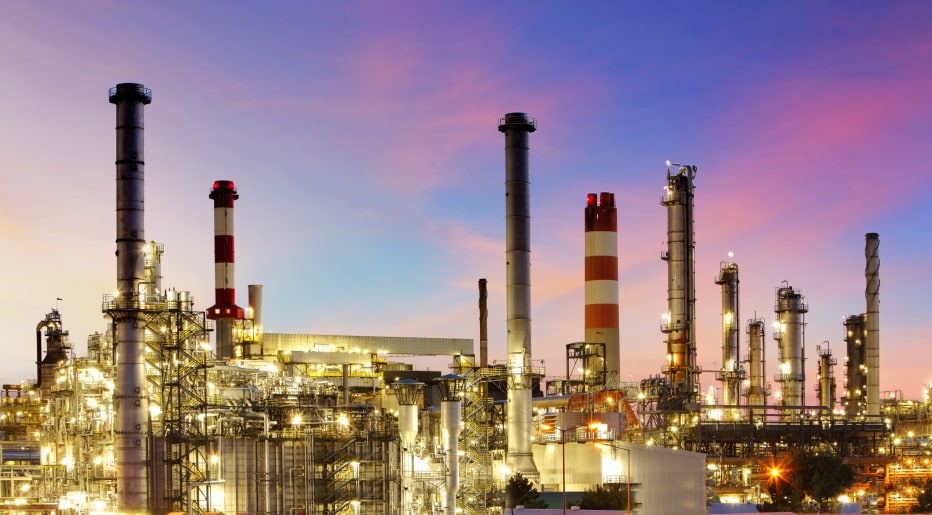Oil refinery at twilight - factory