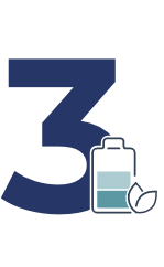 A blue battery with the number 3 on it.