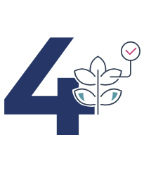 The number 4 with a leaf and a check mark.