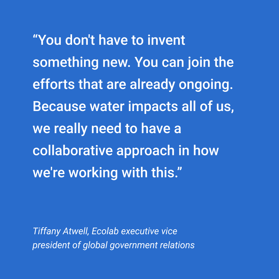 Quote by Tiffany Atwell on collaborative efforts in water-related issues, emphasizing participation in ongoing efforts.