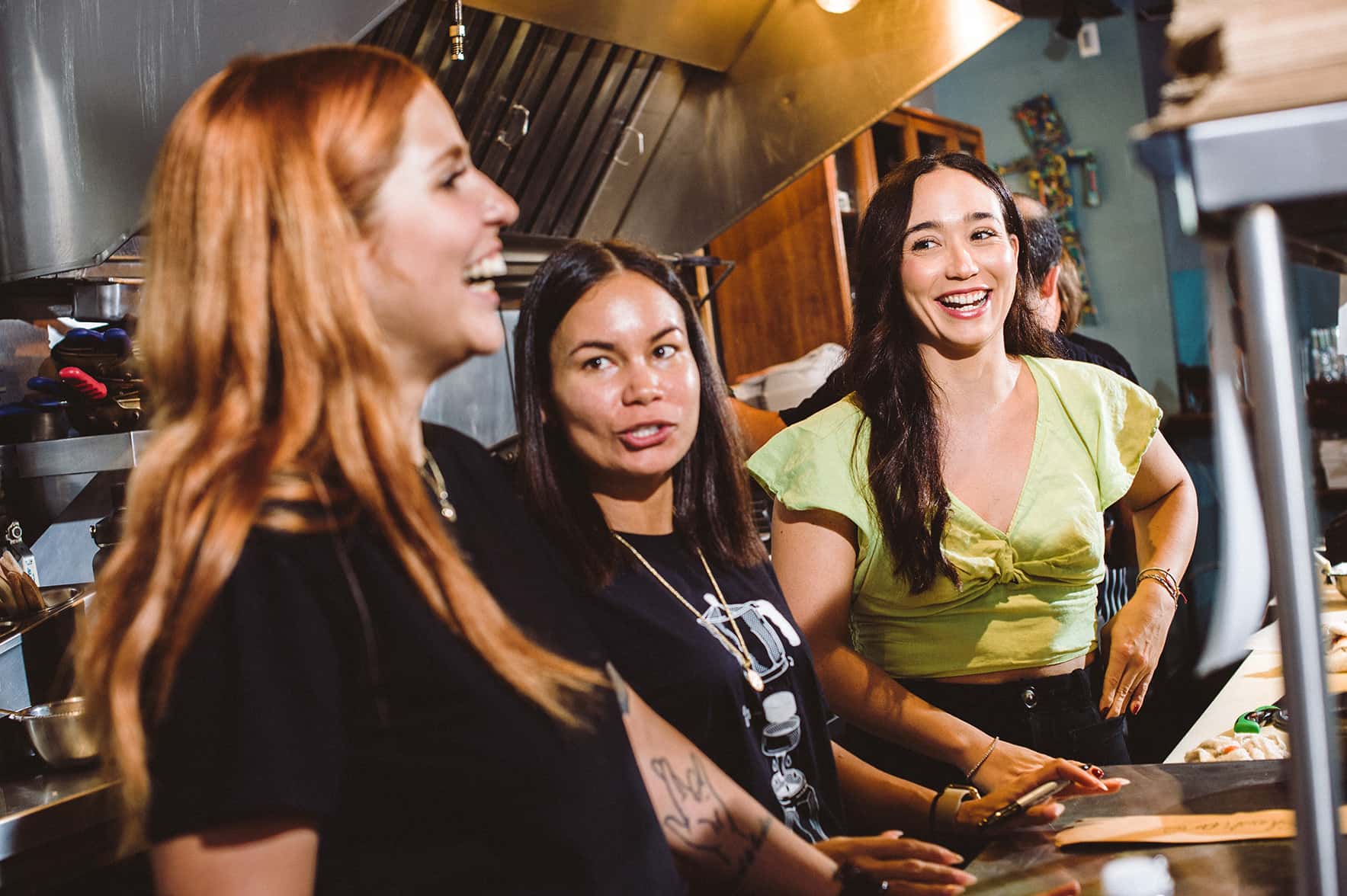 restaurant staff laughing