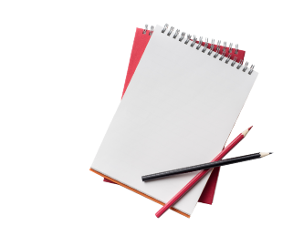 notebook with pencils