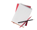 notebook with pencils